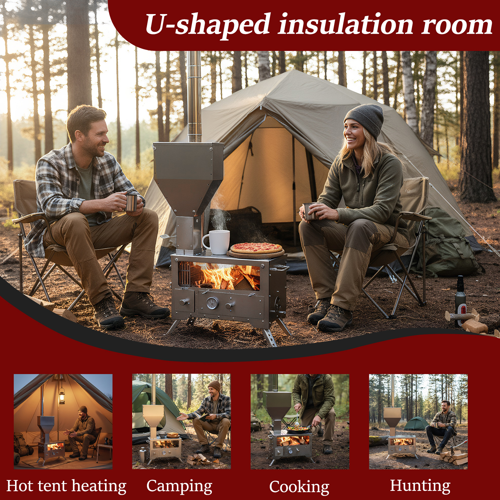 Wood Stove with Chimney Pipe P - مراجعة Hunting Fishing Outdoor وسعره