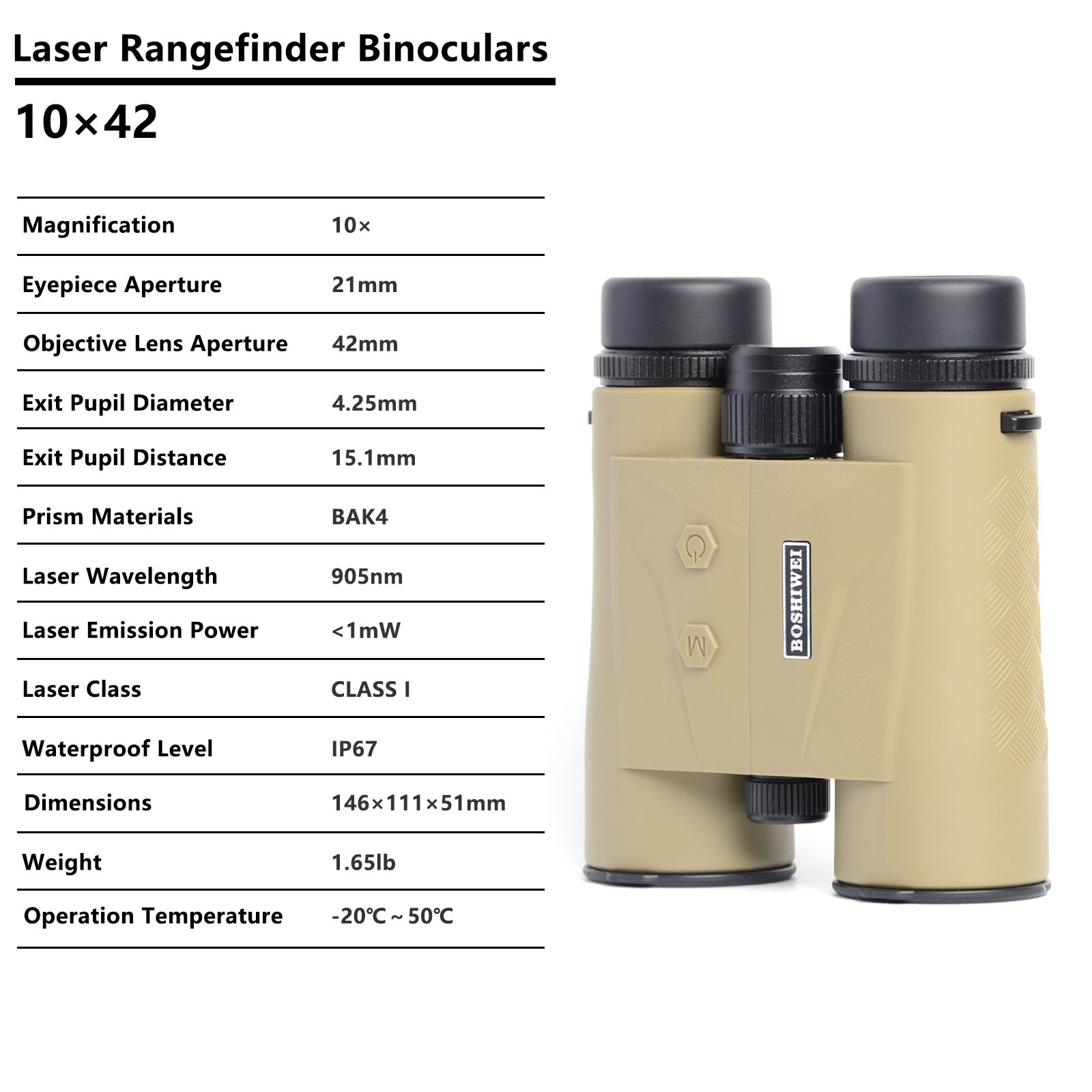BOSHIWEI 10x42 HD Laser Rangef - مراجعة Hunting Outdoor Jobs وسعره