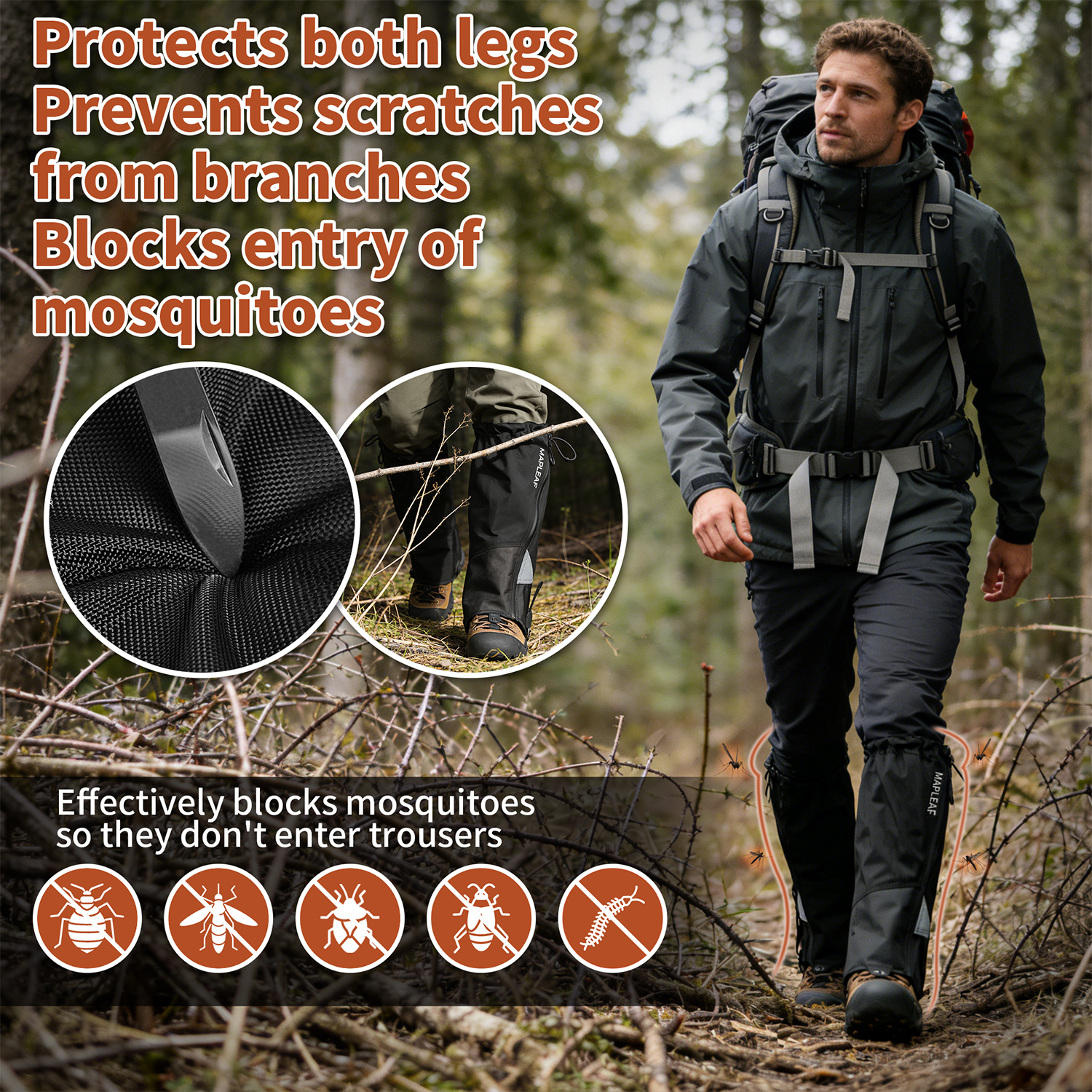MAPLEAF Waterproof Leg Gaiters - مراجعة Hunting Fishing Outdoor وسعره