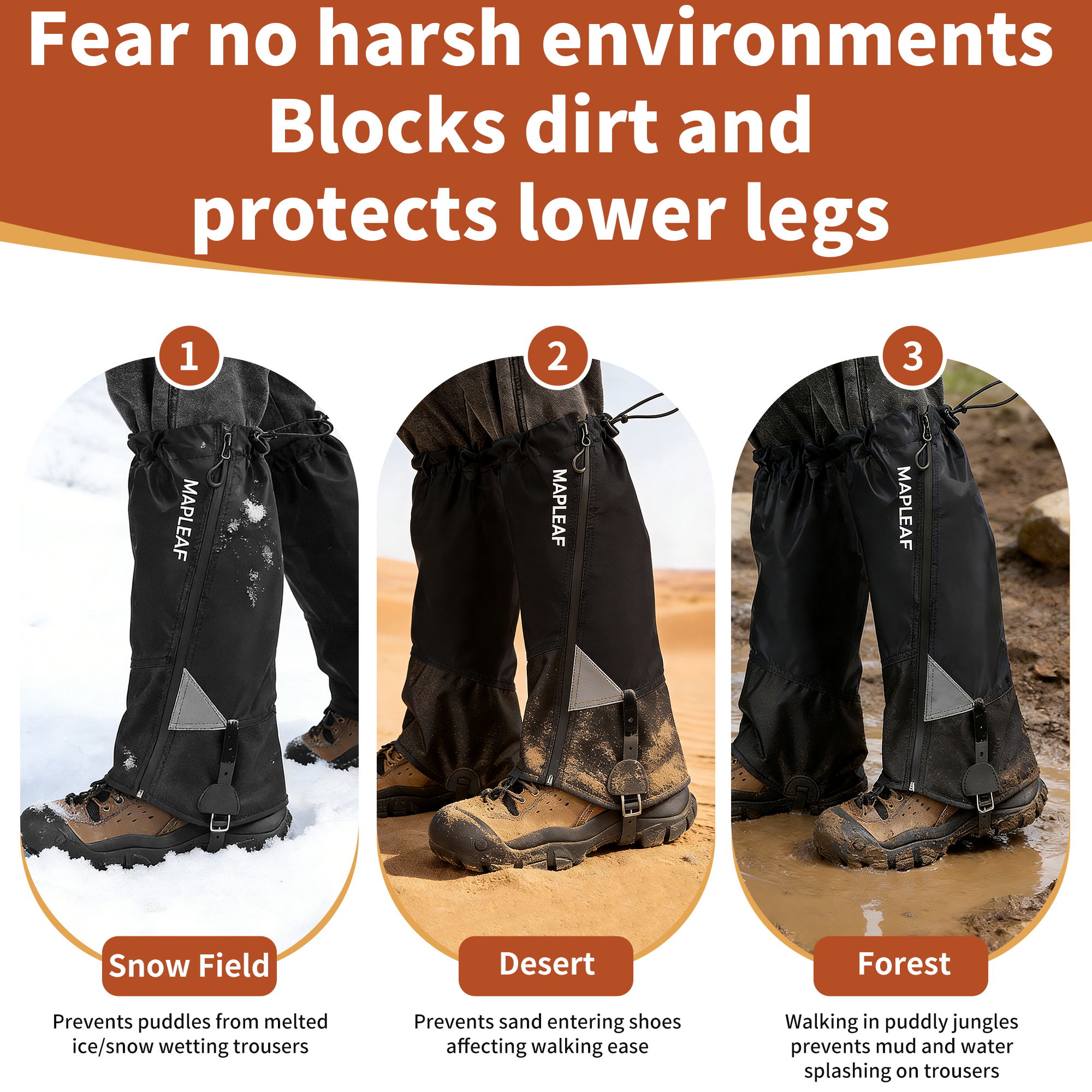 MAPLEAF Waterproof Leg Gaiters - مراجعة Hunting Fishing Outdoor وسعره