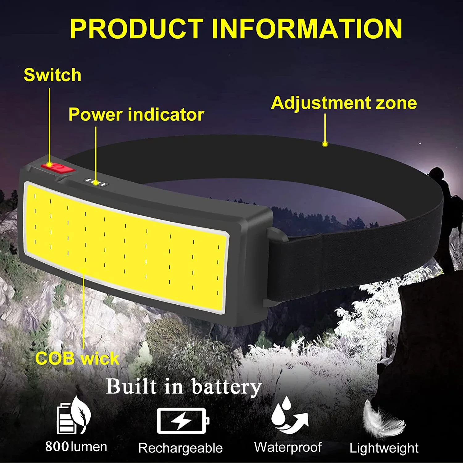 COB Portable LED Headlights Ou - مراجعة Hunting Fishing Outdoor وسعره