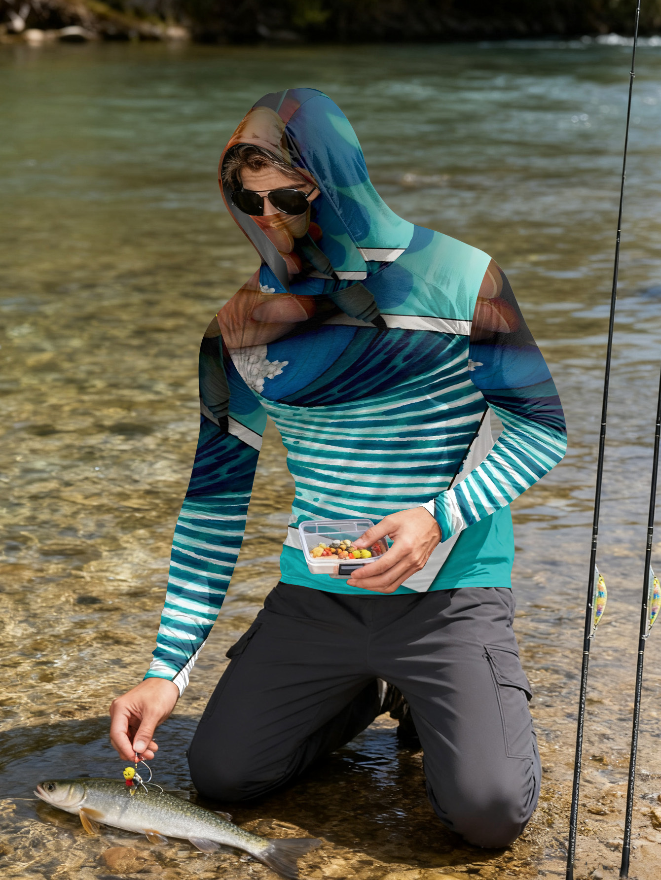 Fishing hooded sweatshirt men' - مراجعة Hunting Fishing Outdoor وسعره